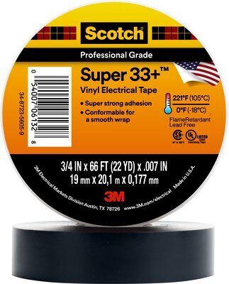 3M Electrical Tape 33+ 3/4? X 66? - Black
