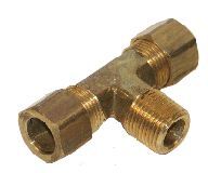 Brass Compression Male Branch Tee 3/8" Tube 1/4" Pipe